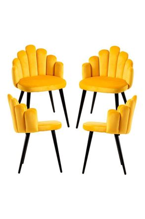 Regalos Miguel Regalos Miguel - Packs Sillas Comedor - Pack 4 Sillas Hand Patas Negras Terciopelo - Amarillo