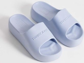 Tommy Jeans Sliders azzurre con suola spessa-Blu