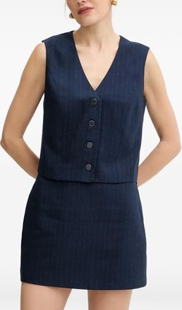 Guess Co Gilet gessato con scollo a V - Blu