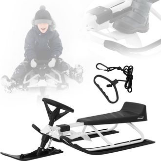 ECD Germany Hauki Trineo De Direcci&oacute;n Para Ni&ntilde;os Con Volante Y Freno De Pie 119x38x50 Cm Deslizador Blanco Juego Infantil +5 A&ntilde;os Hasta 90 Kg Asiento Con Respaldo