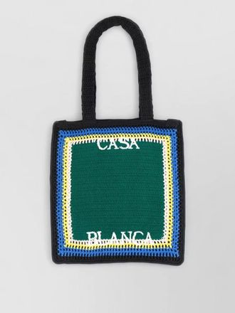 Casablanca square crochet tote bag dual handles
