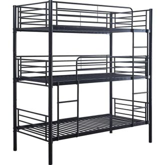 Habitat et Jardin Lit superpos&eacute; en m&eacute;tal triple HAVIN - 90 x 190 cm - Noir