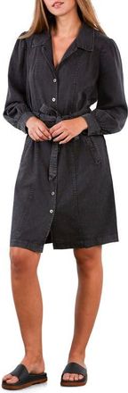 Wash Lab Denim Sweet Fade Tie Waist Denim Shirtdress in Grey Fade at Nordstrom, Size X-Large