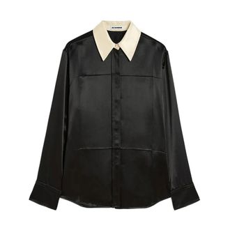 Jil Sander Camisa de Sat&eacute;n Fluido - Blouses & Shirts - Mujer - Negro - XS