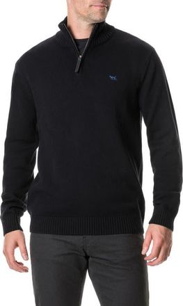 Rodd & Gunn Merrick Bay Quarter Zip Sweater in Onyx at Nordstrom, Size X-Small