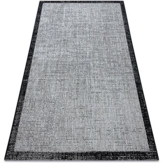 RugsX Tappeto di spago sizal floorlux 20401 Telaio argento / nero grey 140x200 cm