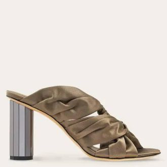 Ferragamo Sabina Mirrored Heel Satin Sandals, Size 7 C