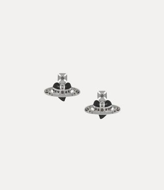 Vivienne Westwood New Diamante Heart Earrings Platinum-black-diamond-crystal-black-enamel Platinum-black-diamond-crystal-black-enamel Women