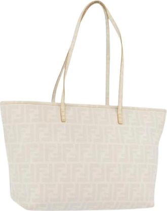 Fendi Pre-owned Tote Bags, female, White, Size: ONE SIZE Pre-owned Zucca Canvas Tote