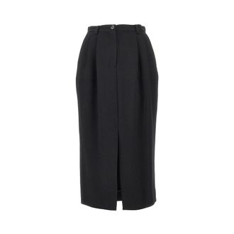 Dolce & Gabbana Falda midi recta de lana virgen - Skirts - Mujer - Negro - M