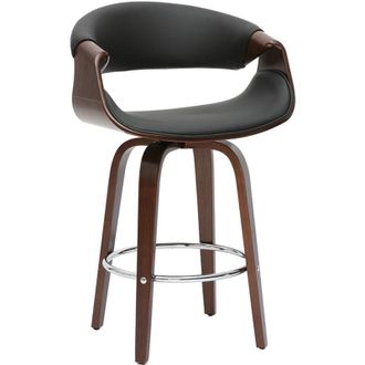 Miliboo Taburete De Bar Dise&ntilde;o Negro Y Madera Oscura 65 Cm Aramis