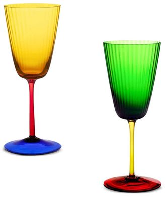 Dolce & Gabbana ridged glasses (set of two) - unisex - glass - One Size - Yellow