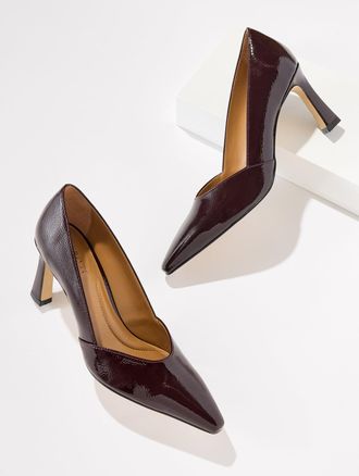Talbots Kaylee Flare Heel Pumps - Crinkle Patent - Deep Burgundy - 6 1/2 M Talbots