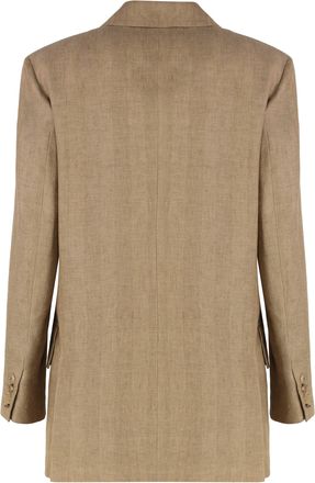 Max Mara Womens Gerla Linen Jacket Saddle Brown Blazers