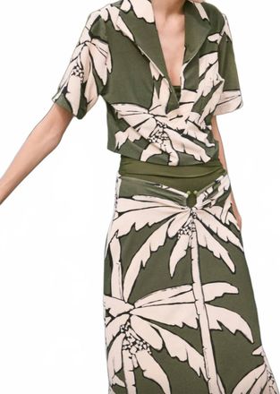 Johanna Ortiz Palms Misty Hem T-Shirt In Green Ecru