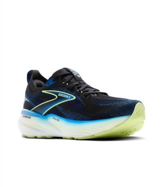 Brooks Mens Glycerin Gts22 Running Shoes In Black/cobalt/neo Yellow