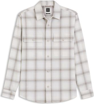 BOSS Relaxed-fit check shirt in virgin wool blend