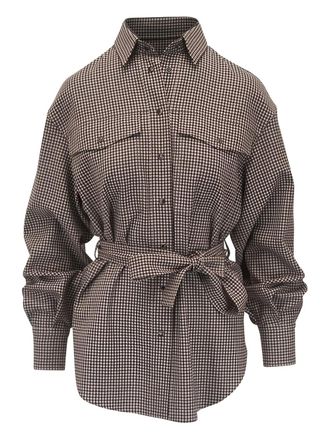 Brunello Cucinelli Geruit blouse - Bruin