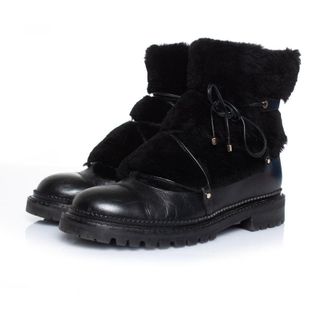 Jimmy Choo London Fur embellished leather lace up boots