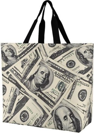 Generic 100 U.S. Dollars Tote Bag Reusable Grocery Shopping Bags Large Travel One Shoulder Handbag for Picnic Work