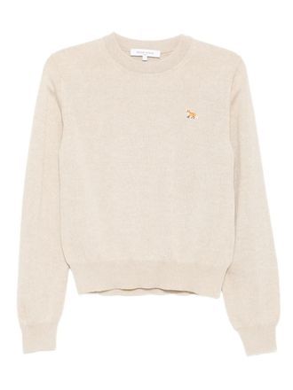 Maison Kitsuné embroidered-logo jumper - women - Merino - S - Neutrals