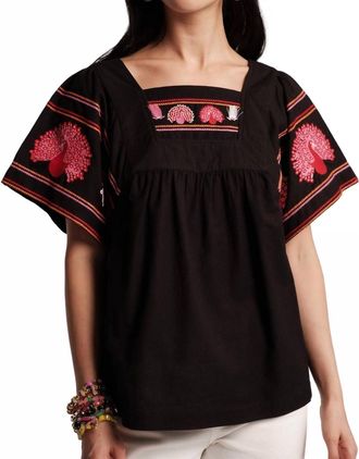 Frances Valentine Picnic Top In Peacock Black