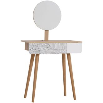 HOMCOM Wooden Nordic Dressing Table - Brown/White - Home Living | TJ Hughes White