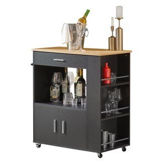 SoBuy Carrito De Servicio Camarera Multiusos Mueble Con Estante Lateral Puertas Cajones Porta Pa&ntilde;os De Cocina 82 X 46 X 88 Cm Fkw113-sch Sobuy Es