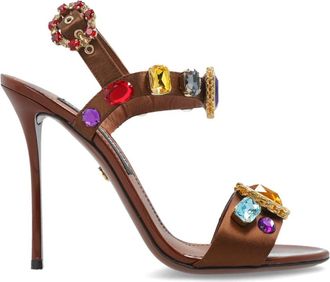 Dolce & Gabbana Keira 2.0 Sandalen - Dames - Sandalen met hakken - Bruin - 38 EU - Leer - Schoenen