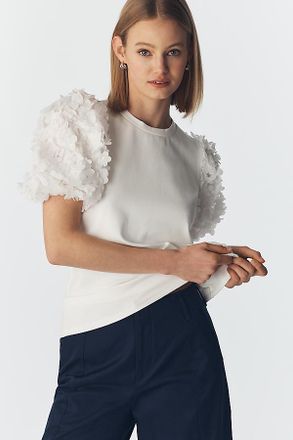 English Factory Textured Puff-Sleeve Top