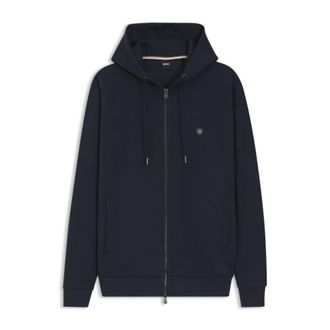 BOSS Cotton-blend zip-up hoodie with Double B monogram