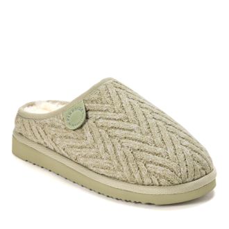 Dearfoams Fireside by Dearfoams Womens Greta Genuine Shearling Knit Clog Slipper