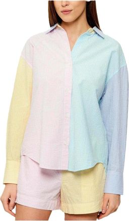 MC2 Saint Barth Patchwork Button-Up Shirt with Vertical Stripes