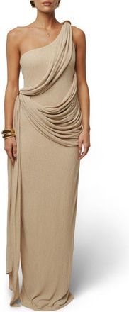 JLUXLABEL Drape One-Shoulder Gown in Beige at Nordstrom, Size X-Small