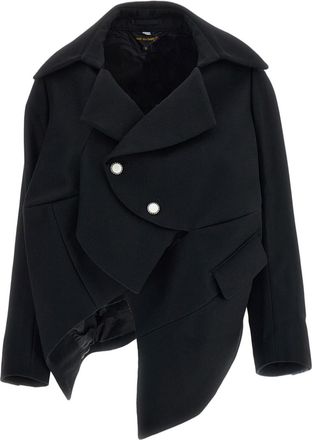 Comme Des Gar&ccedil;ons Black Asymmetric Structured Wool Jacket