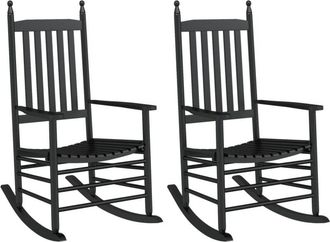 vidaXL Vidaxl - Rocking Chairs with Curved Seats 2 pcs Black Solid Wood Poplar