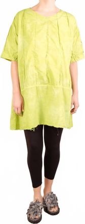 Baci Mixed Material Tunic In Lime