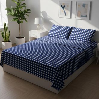 KASANOVA Completo letto matrimoniale quadretti blu