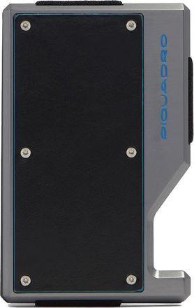 Piquadro Accessoires, unisex, Zwart, ONE Size, Leer, Aluminium Mag Safe Kaarthouder met Elastische Band