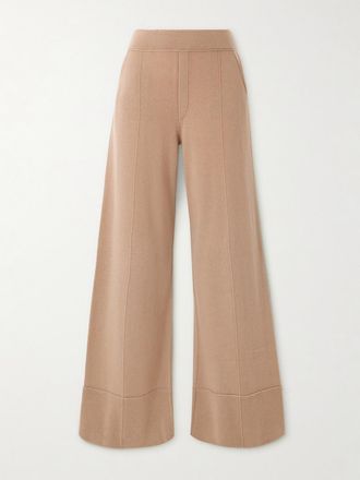 Allude Pantaloni A Gamba Larga In Misto Lana E Cashmere - Neutri