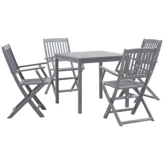 vidaXL Juego De Comedor De Jard&iacute;n 5 Pzas Madera Maciza De Acacia Gris Vidaxl