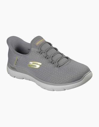 Skechers Mens Skechers Arch Fit Summits Kynor Polyester Mens Grey/Lime Trainers - Size: 10