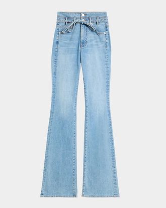 Veronica Beard Beverly Belted High-Rise Flare Jeans