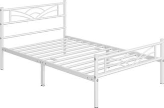 Yaheetech Yaheetech - Cama Individual con Espacio Bajo Marco Metal Altura 32 cm Cama Individual con Cabecera para Colchón de 90 x 190 cm Blanco