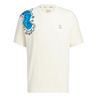 adidas x Keith Haring Crossover SS22 Cartoon Pattern Printing Round Neck Short Sleeve White HD7264