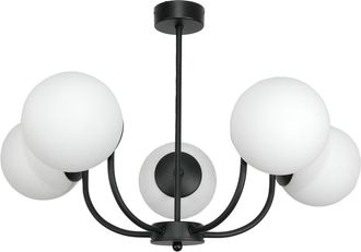 OEM L&aacute;mpara De Techo Colgante Negra Con Pantalla De Cristal Blanco 15-150 Esti Lab