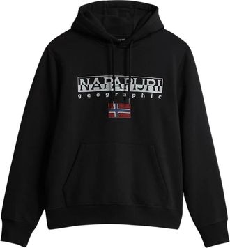 Napapijri Lange Mouw Katoen Zwarte Hoodie - Heren - Hoodies - Zwart - 2XL - Katoen - Hoodies & sweatvesten