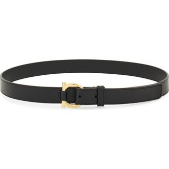 Ferragamo Donna Gancio Leather Belt in Nero at Nordstrom, Size 100