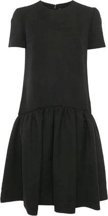 Alexander McQueen Abito midi con ruches - Nero