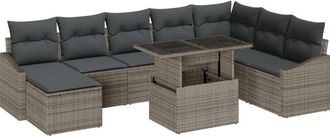 vidaXL Vidaxl - Garden Sofa Set 9 pcs Grey Poly rattan, powder-coated steel